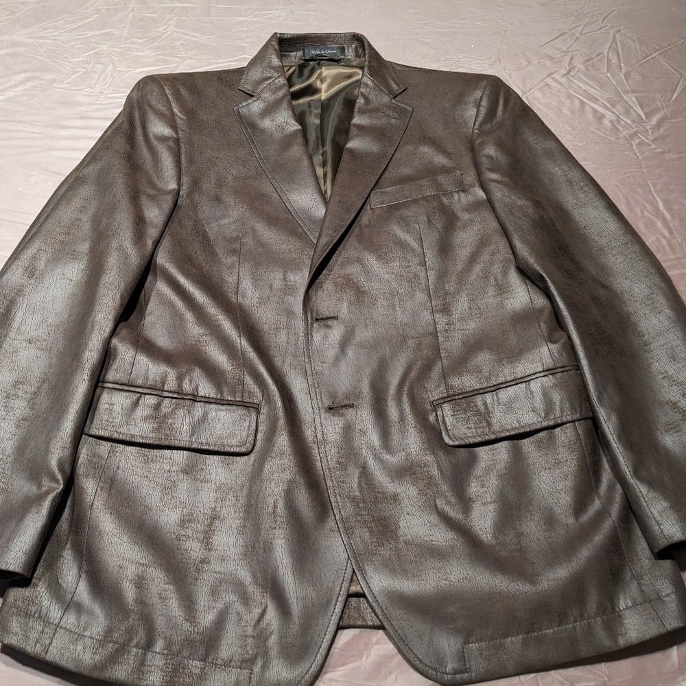 Calvin Klein Men's Faux Leather Blazer 38S